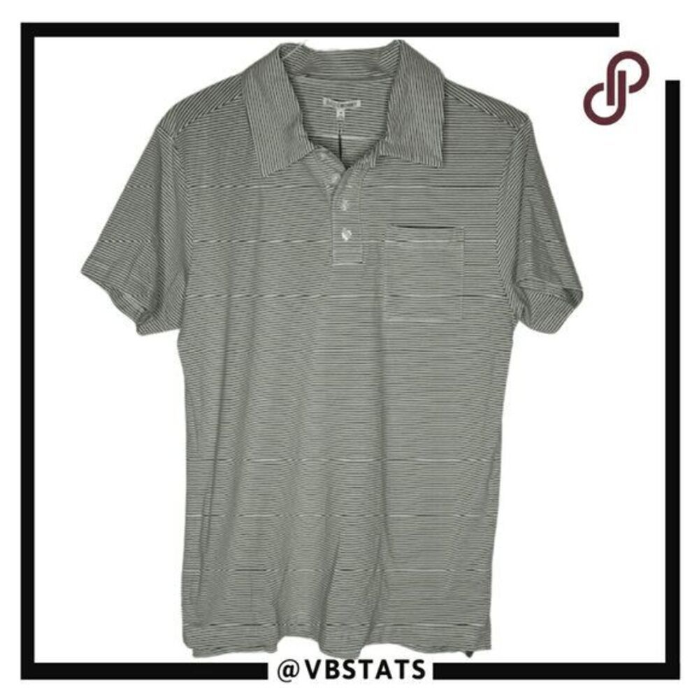Badd Bogey Men's Striped Pima Cotton Blend Polo Shirt Sage Green Multi Sizes NWT